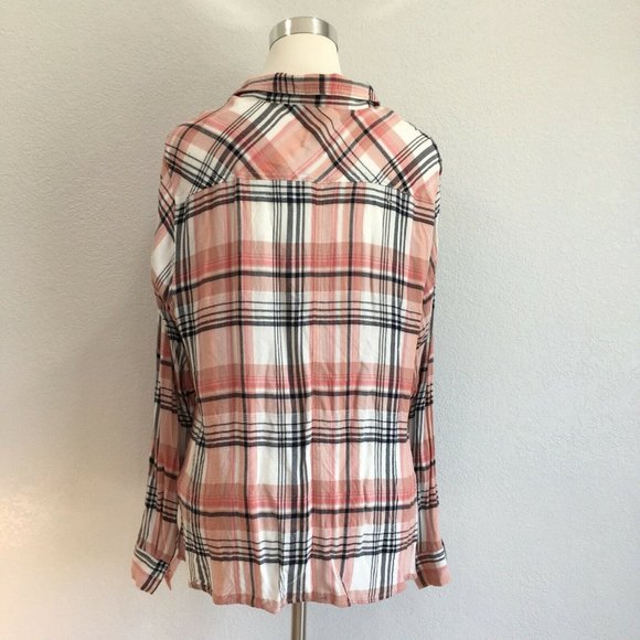 Maurices Shirt Womens Size XXL Tunic Button Up Plaid Pink Black White - Picture 4 of 12